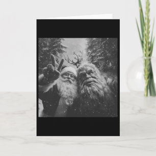 Vintage Bigfoot Weihnachtsmann Selfie Weihnachten Karte