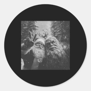 Vintage Bigfoot Weihnachtsmann Selfie Weihnachten Runder Aufkleber