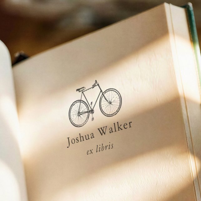 Vintage Bike Illustration Modern Ex Libris Book Gummistempel (Von Creator hochgeladen)