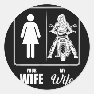 Vintage Biker Ehefrau Valentine - Uni Erwachsene,  Runder Aufkleber