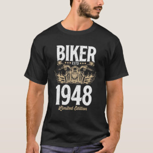 Vintage Biker Männer Frauen Motorrad Geboren 1948 T-Shirt
