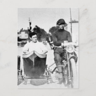 Vintage-Biker-Outlaw-Motorrad und Beiwagen Postkarte
