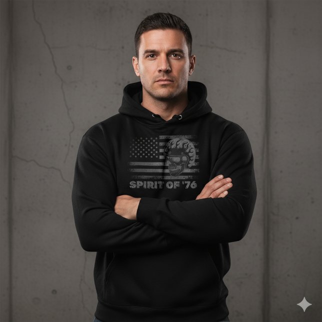 Vintage Biker USA Flag Helmet Skull Hoodie (Von Creator hochgeladen)