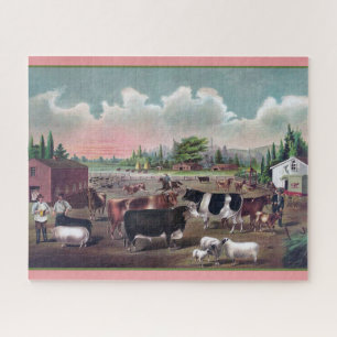 Vintage Bild Bauernhoftiere Puzzle