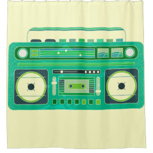 Vintage-Bild einer klassischen Boom-Box Duschvorhang