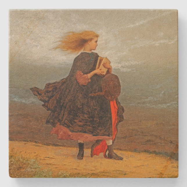 VINTAGE-BILD/ JUNGE FRAU Steinuntersetzer (Vorderseite)