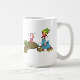 Vintage-Bild mit zwei niederländischen Kindern Tas Tasse