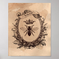 Vintage-Bild Queen Bee Honeybee Tee Gestaltete Pap
