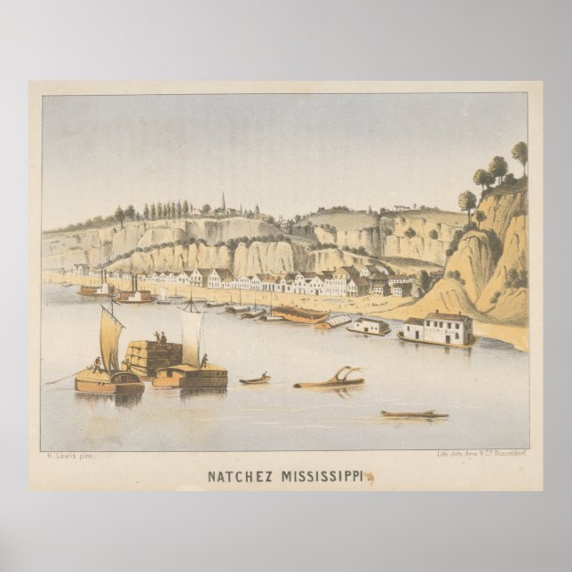 Vintage Bildansicht der MS Natchez (1854) Poster (Vorne)