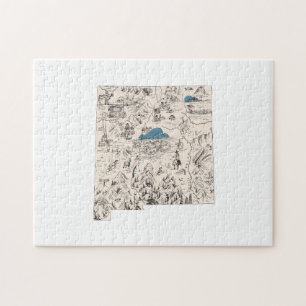 Vintage Bilderkarte von New Mexico in Form des Bun Puzzle
