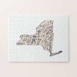 Vintage Bilderkarte von New York Puzzle