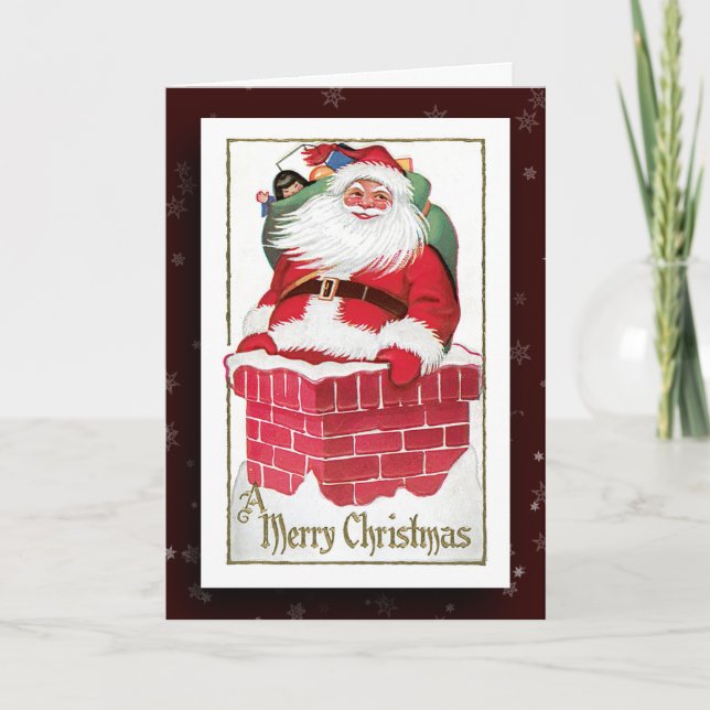 Vintage Bildgrüßkarte des Weihnachtsmanns Feiertagskarte (Vorderseite)