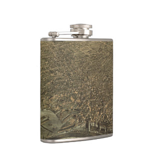 Vintage bildhafte Karte des Büffels New York Flachmann