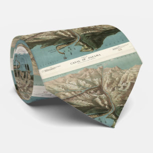 Vintage bildhafte Karte des Panamakanals (1881) Krawatte