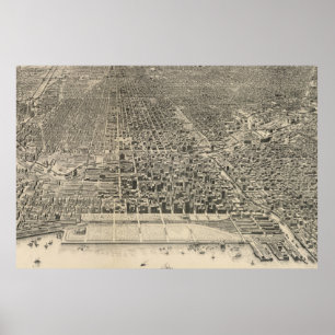 Vintage bildhafte Karte von Chicago (1916) Poster