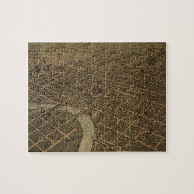 Vintage bildhafte Karte von Columbus Ohio (1872) Puzzle (Horizontal)