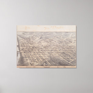Vintage bildhafte Karte von Dallas Texas (1872) Leinwanddruck