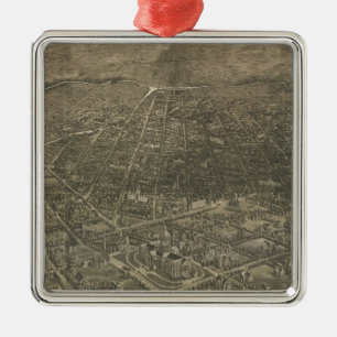 Vintage bildhafte Karte von Denver Colorado (1887) Ornament Aus Metall