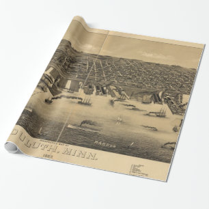 Vintage bildhafte Karte von Duluth Minnesota (1887 Geschenkpapier