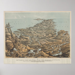 Vintage bildhafte Karte von Indien vom Himalaja Poster