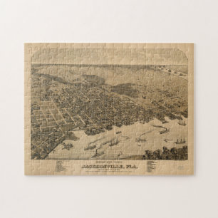 Vintage bildhafte Karte von Jacksonville Florida Puzzle