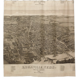 Vintage bildhafte Karte von Knoxville (1886) Duschvorhang