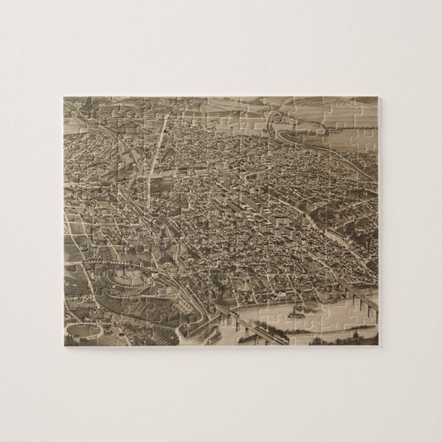 Vintage bildhafte Karte von Knoxville (1886) Puzzle (Horizontal)