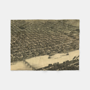 Vintage bildhafte Karte von Little Rock (1887) Fleecedecke