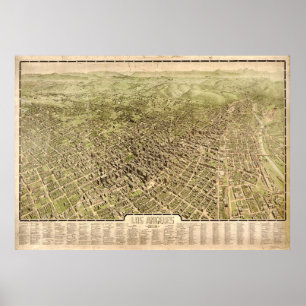 Vintage bildhafte Karte von Los Angeles (1909) Poster