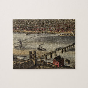 Vintage bildhafte Karte von Louisville (1876) Puzzle