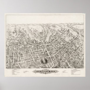 Vintage bildhafte Karte von Marlborough MA (1878) Poster