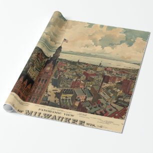 Vintage bildhafte Karte von Milwaukee WI (1898) Geschenkpapier