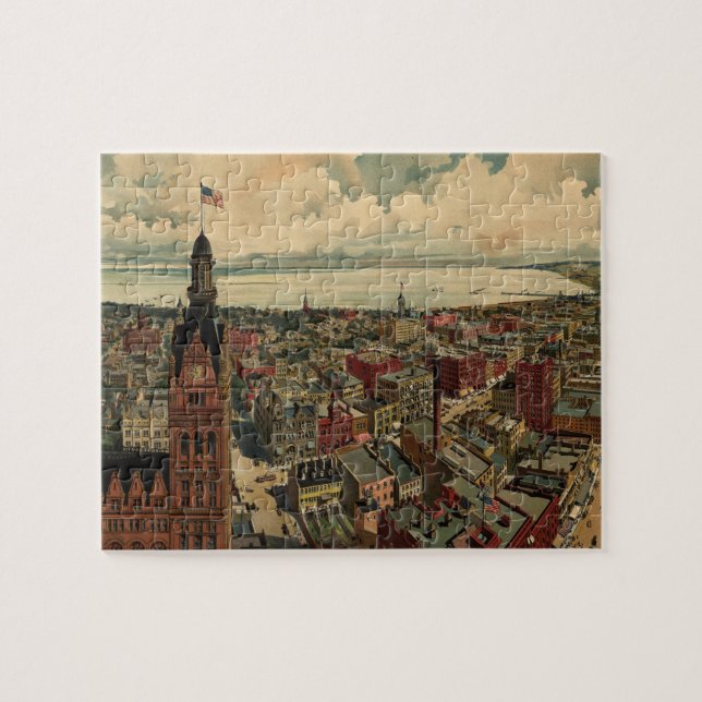 Vintage bildhafte Karte von Milwaukee WI (1898) Puzzle (Horizontal)
