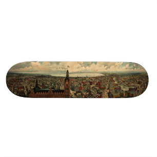 Vintage bildhafte Karte von Milwaukee WI (1898) Skateboard