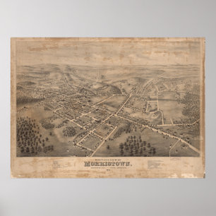 Vintage bildhafte Karte von Morristown NJ (1876) Poster