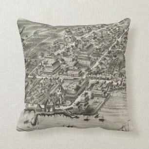 Vintage bildhafte Karte von Narragansett RI (1888) Kissen