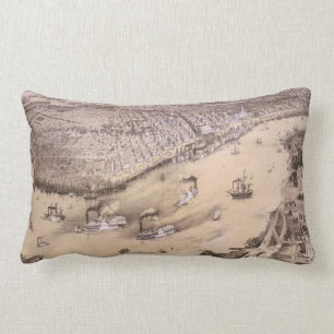 Vintage bildhafte Karte von New Orleans (1851) Lendenkissen