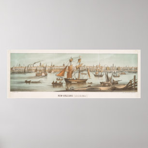 Vintage bildhafte Karte von New- Orleansla (1854) Poster