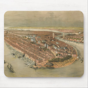 Vintage bildhafte Karte von New York City (1874) Mousepad