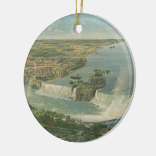Vintage bildhafte Karte von Niagara Falls NY Keramikornament