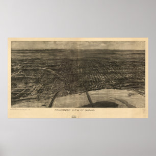 Vintage bildhafte Karte von Omaha Nebraska (1906) Poster