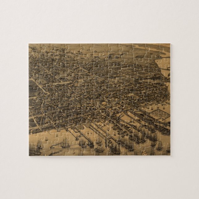 Vintage bildhafte Karte von Pensacola (1885) Puzzle (Horizontal)
