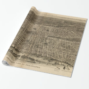 Vintage bildhafte Karte von Philadelphia (1872) Geschenkpapier
