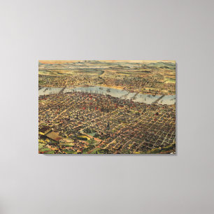 Vintage bildhafte Karte von Portland Oregon (1890) Leinwanddruck