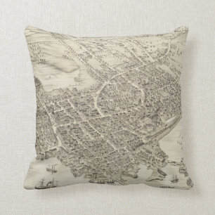 Vintage bildhafte Karte von Portsmouth NH (1877) Kissen