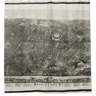 Vintage bildhafte Karte von Providence RI (1882) Duschvorhang