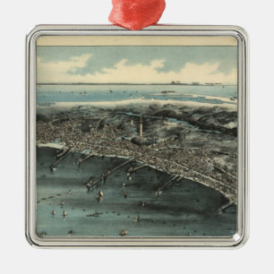 Vintage bildhafte Karte von Provincetown (1910) Ornament Aus Metall