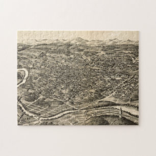 Vintage bildhafte Karte von Roanoke Virginia Puzzle