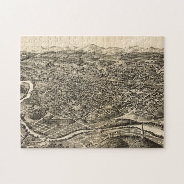 Vintage bildhafte Karte von Roanoke Virginia Puzzle (Horizontal)