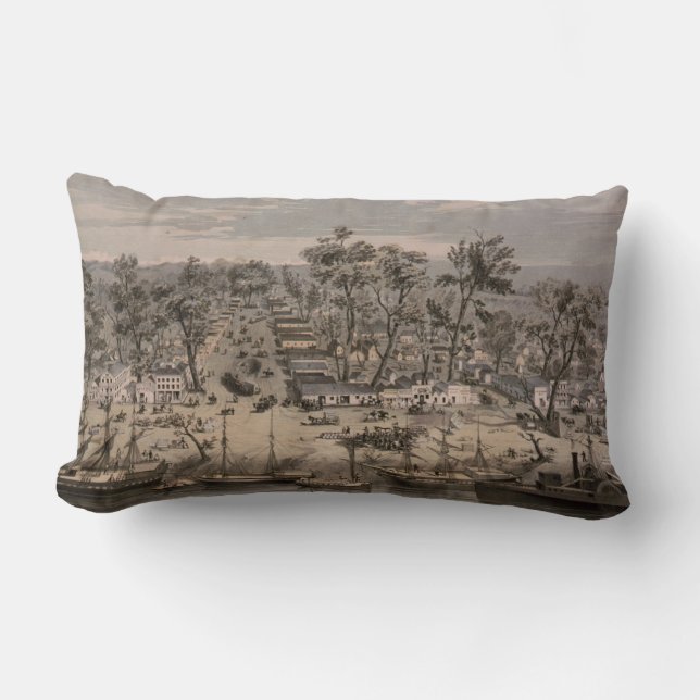 Vintage bildhafte Karte von Sacramento (1850) Lendenkissen (Vorderseite)